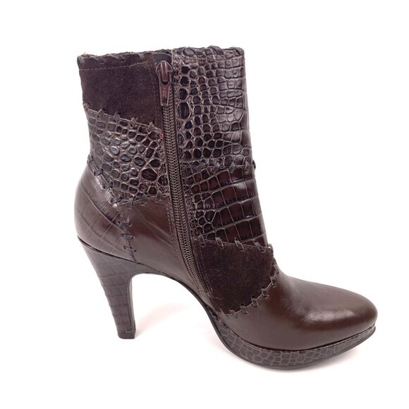 Gianni Bini Brown Patchwork Ankle Boots – Size 7.5M, 3.75” Heel - Picture 6 of 12